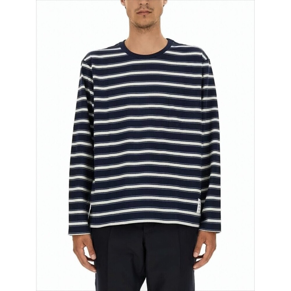 THOM BROWNE Horizontal Striped Long-Sleeve Shirt